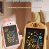 A yellow LCD drawing board is shown with a child drawing on it, illustrating a painting journey for kids.