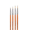 A set of round paint brushes with nylon bristles for acrylic, watercolor, and gouache paints.