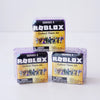Three packs of Roblox Series 3 Collect Them All figures in purple and yellow packaging.