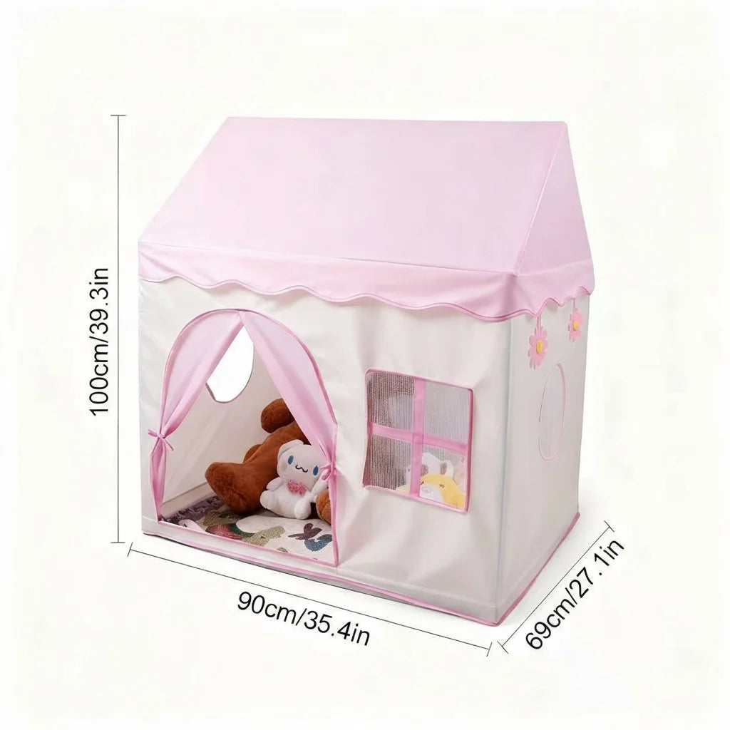 Pink Floral Castle Playhouse Tent for Kids