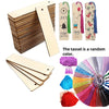 A set of ten wooden blank bookmarks with various colored tassels, including Christmas and seasonal designs.