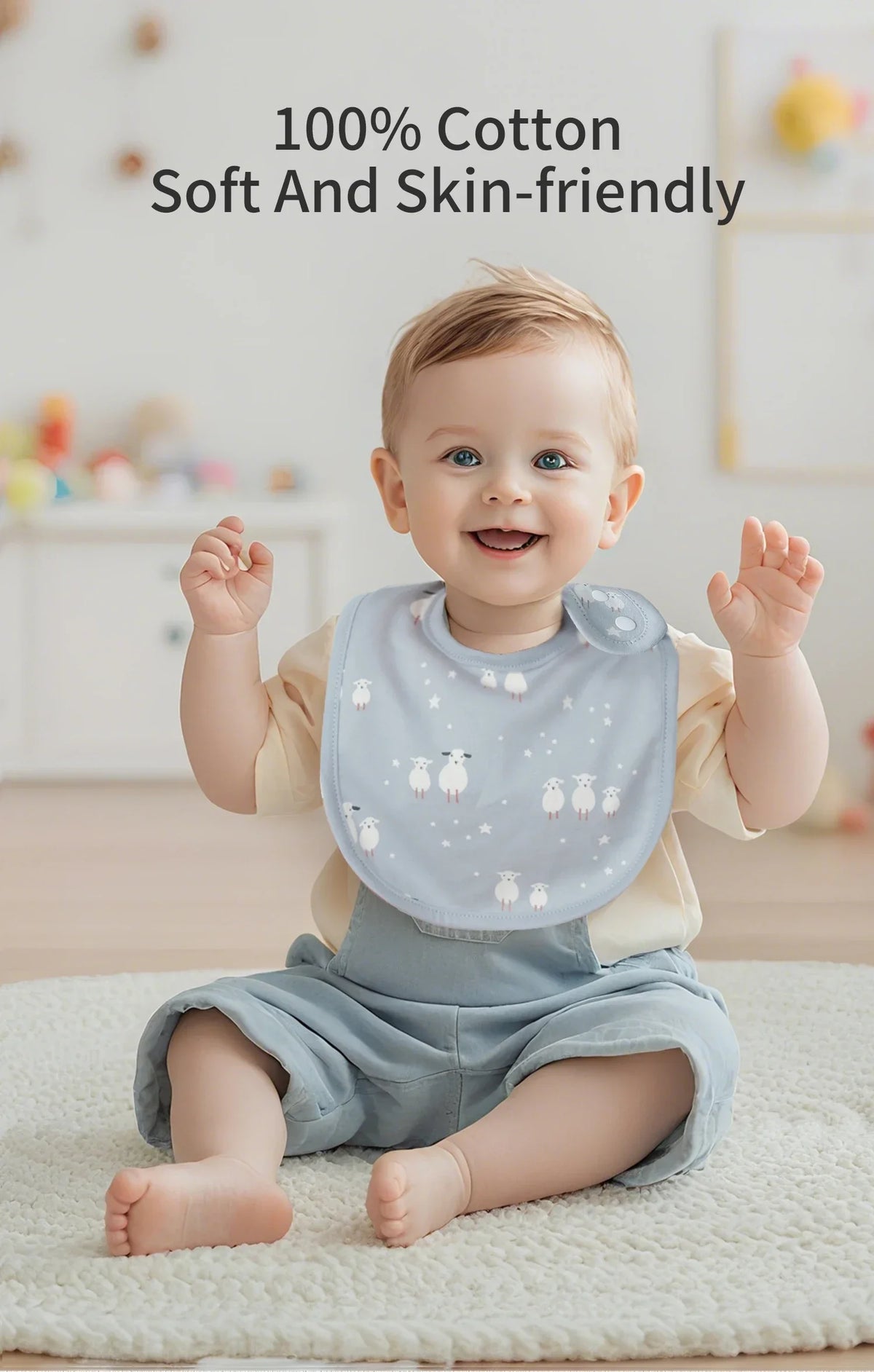 Soft Cotton Baby Bibs (5-Pack) with U-Shaped Catch-All Design