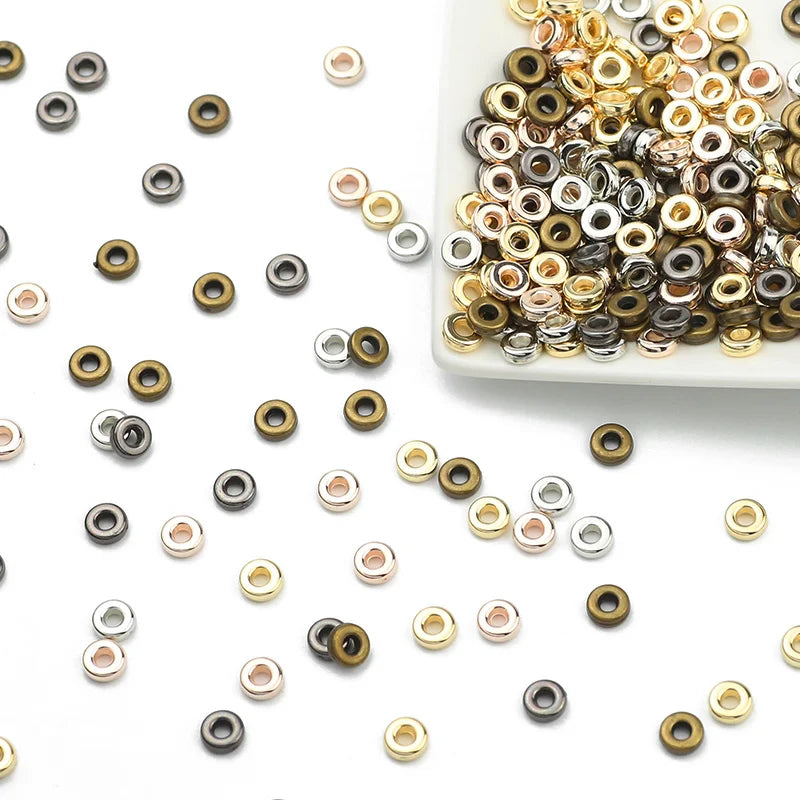 Rose Gold Plated Flat Round Spacer Beads for Jewelry Making