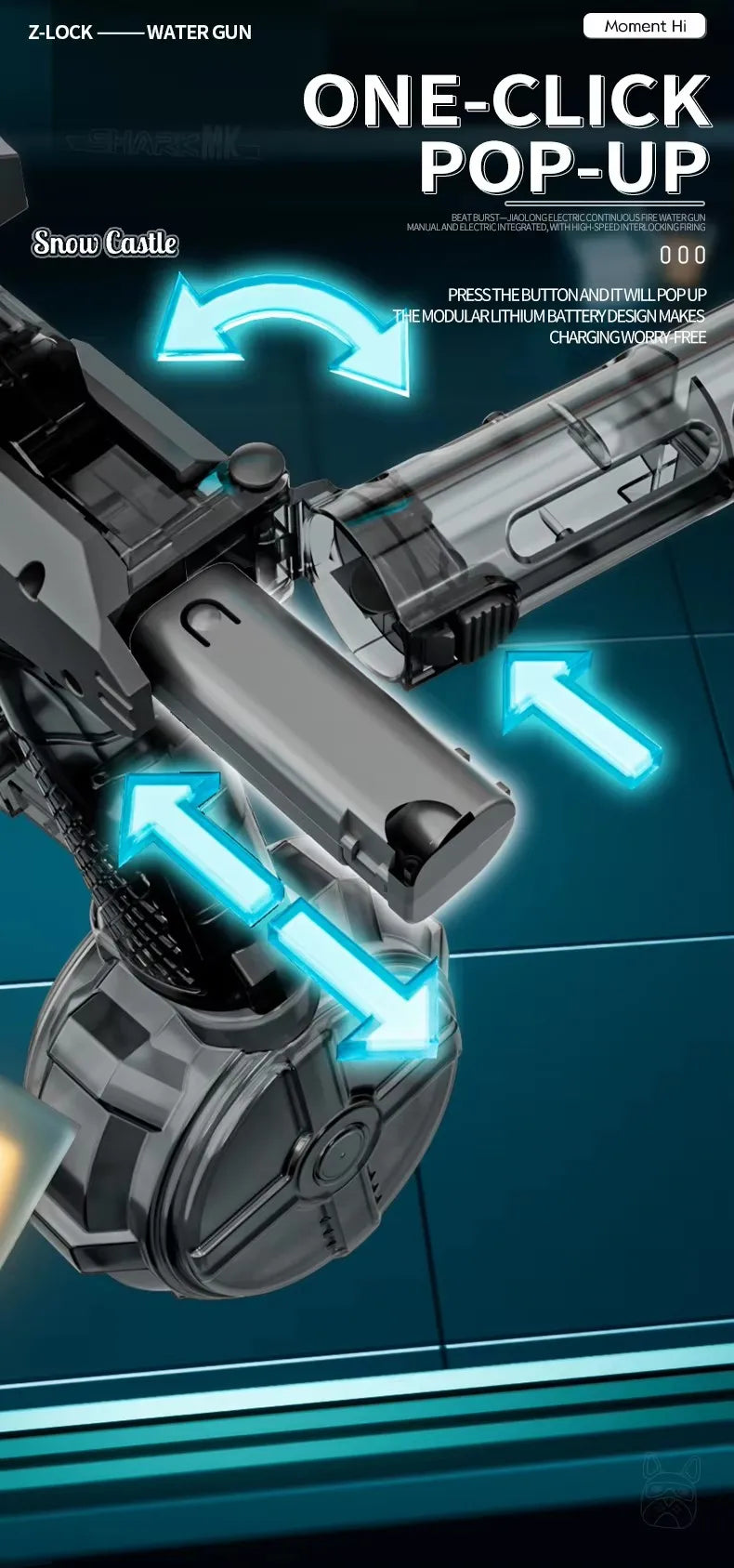 Electric Water Gun with Long-Range Shooting and Light Effects
