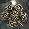 Yellow Hollow Metal Polyhedral Dice Set for RPG and Tabletop Games
