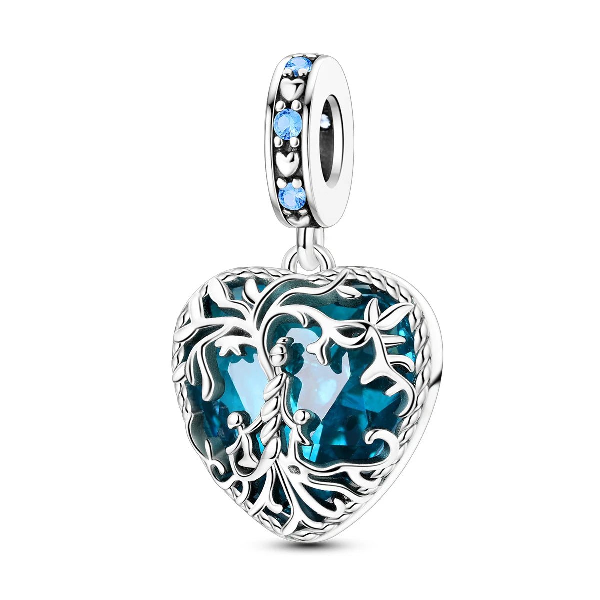 925 Sterling Silver Heart Charm Beads for Bracelets and Necklaces