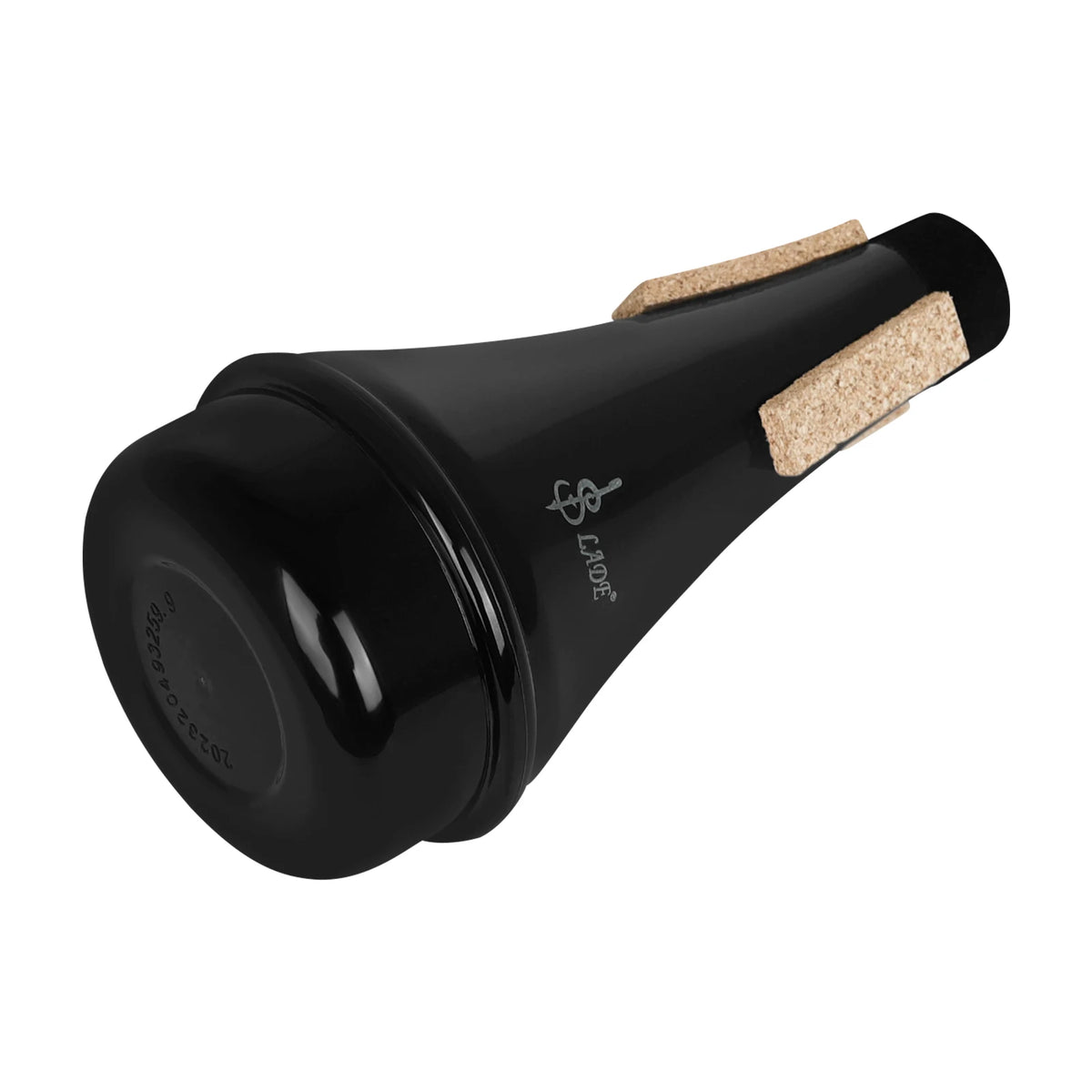 Black trumpet practice mute with aluminum alloy construction and cork protection