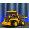 A yellow Yiling forklift model is shown on a dark surface against a blue background.