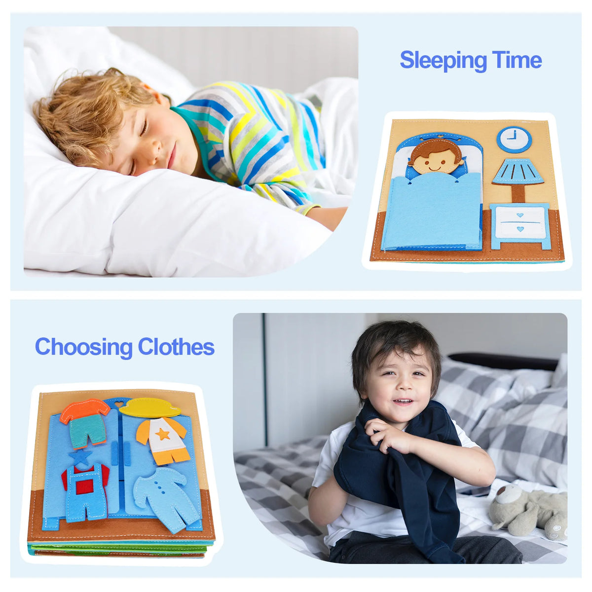 Montessori Busy Book for Toddlers – Quiet Activity Book with Life Skills & Pretend Play
