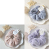 Plush Knit Scrunchie Hair Ties with Leather Accent
