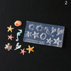A collection of silicone nail art molds featuring various sea creatures and starfish on a clear plastic tray.