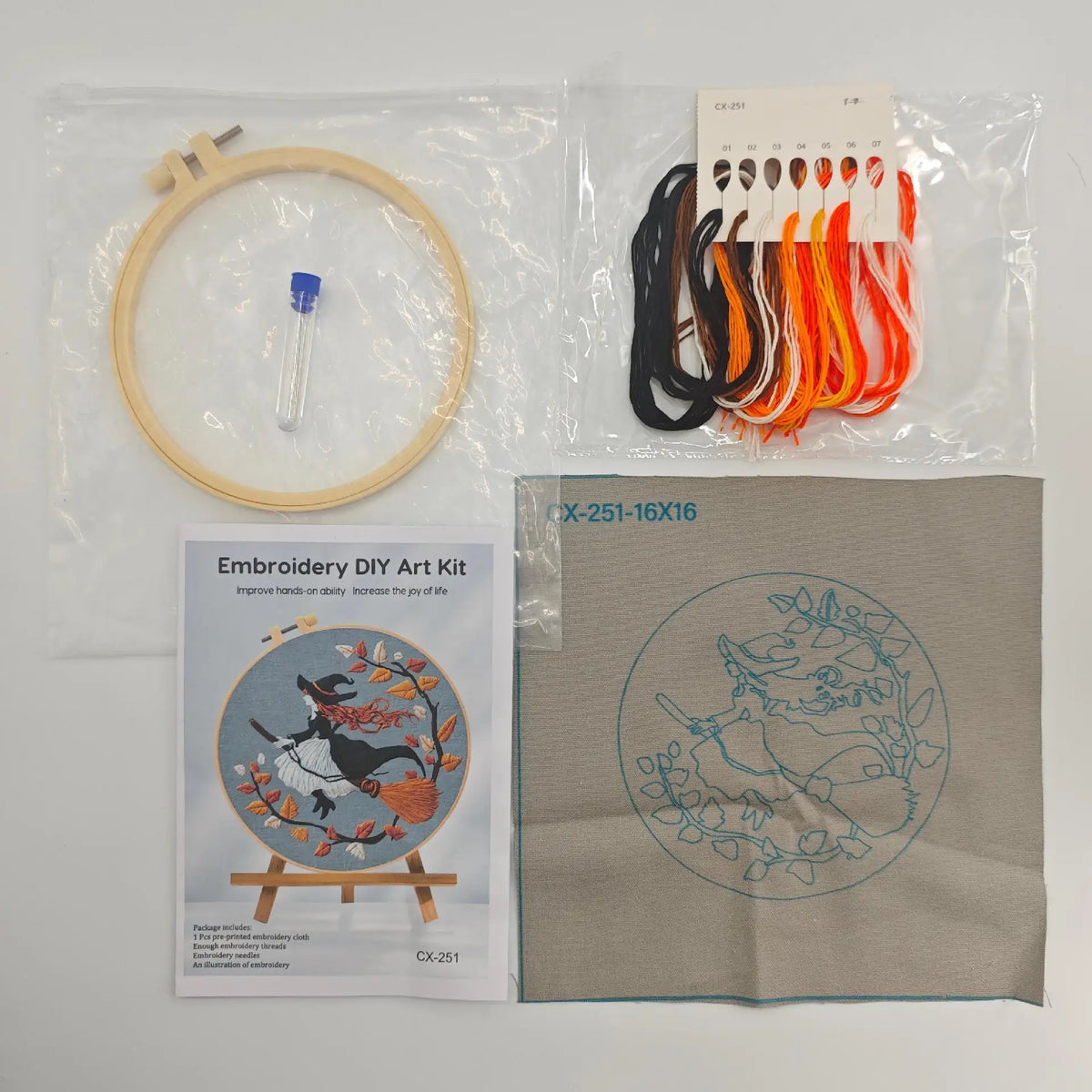 Fall Harvest Pumpkin Embroidery Kit for Adults
