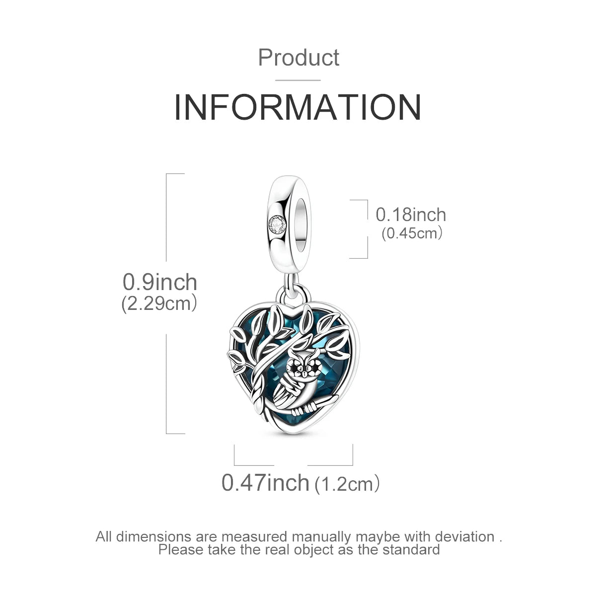925 Sterling Silver Heart Charm Beads for Bracelets and Necklaces