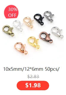 A collection of various gold and silver flattened chain connectors for jewelry making.