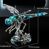 A detailed mechanical model of a dragonfly built from metal and plastic components.
