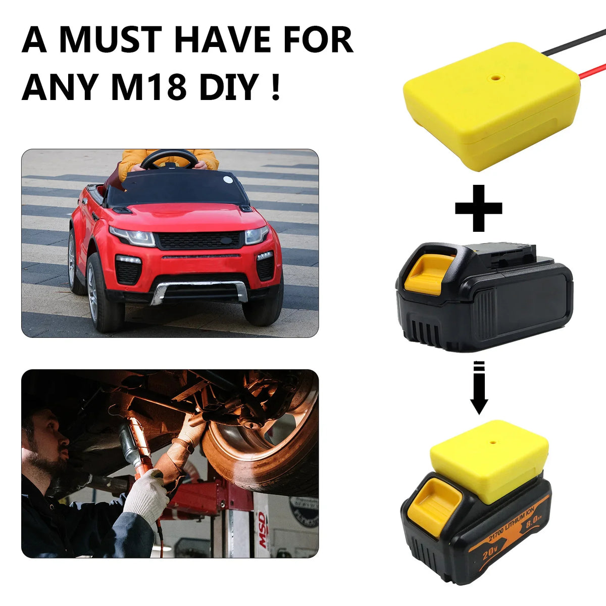 Battery Adapter with Switch and Fuse for Power Tool Batteries