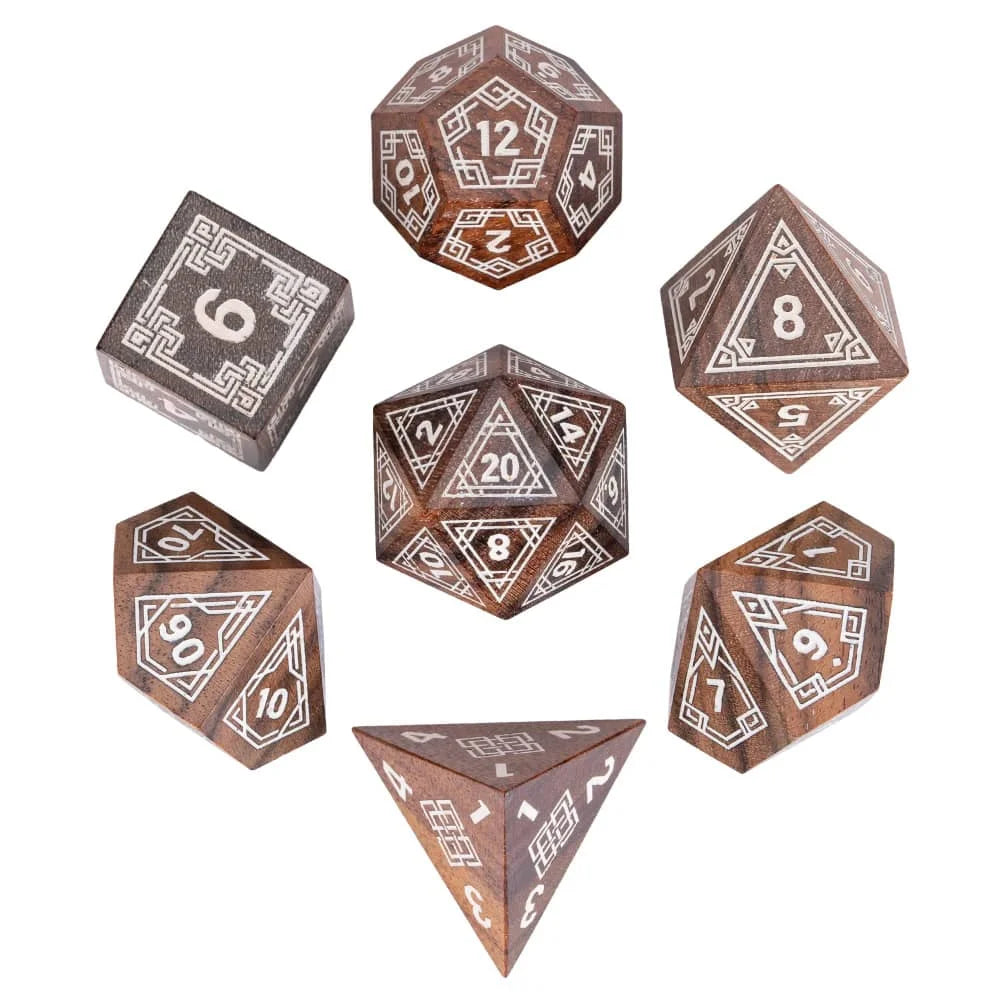 Wooden Polyhedral Dice Set for Tabletop RPGs