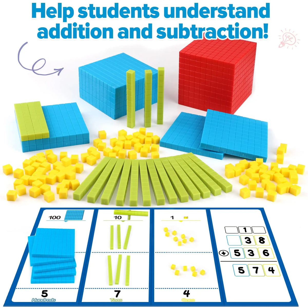 Colorful Base Ten Blocks Set for Math Learning