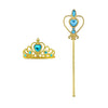 Gold and blue royal princess crown and scepter playset for little girls