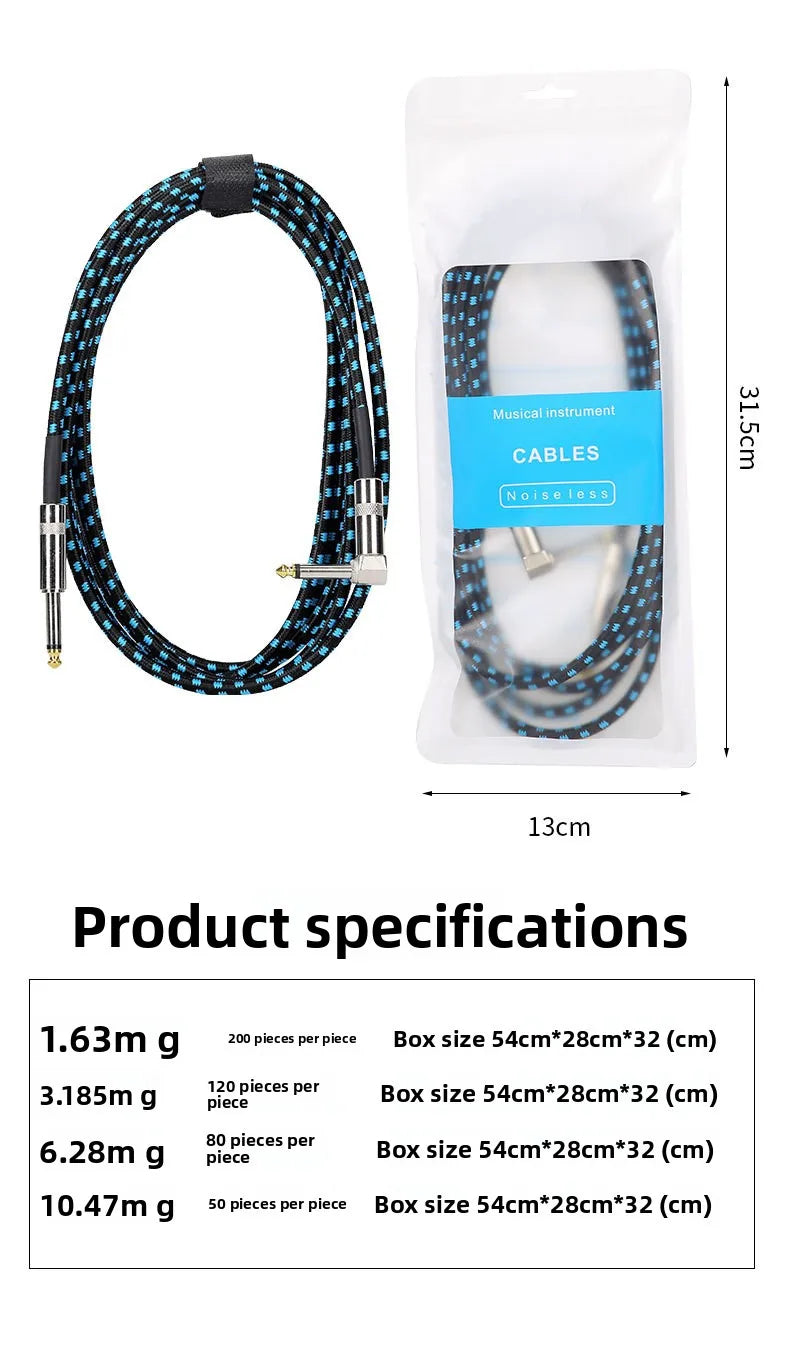 6.35mm Instrument Cable for Guitar & Bass – Flexible, Noise-Isolated 1.5m to 10m