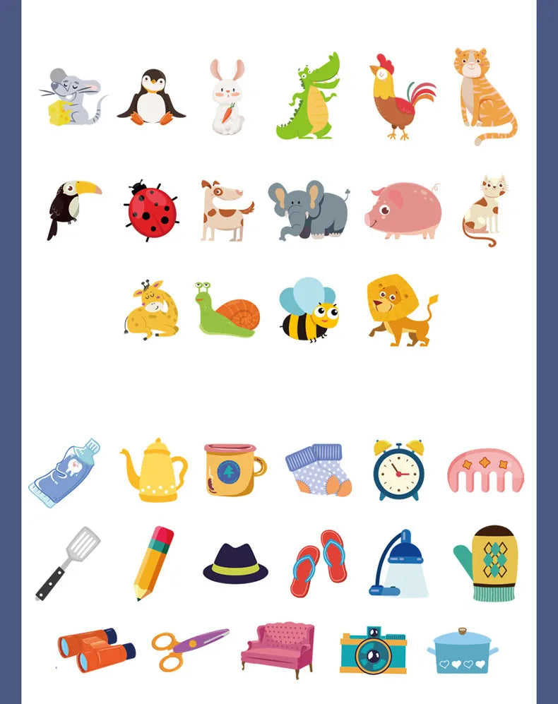 A collection of various animal illustrations used as cards for a memory matching game.