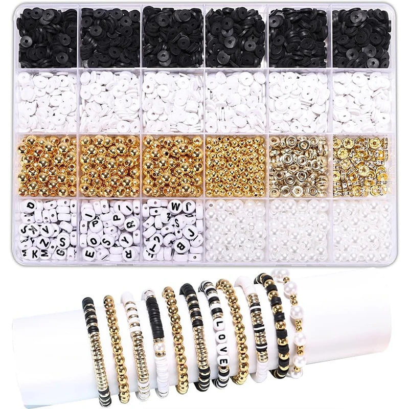 DIY Clay Bead Bracelet Making Kit with Golden Letter Beads