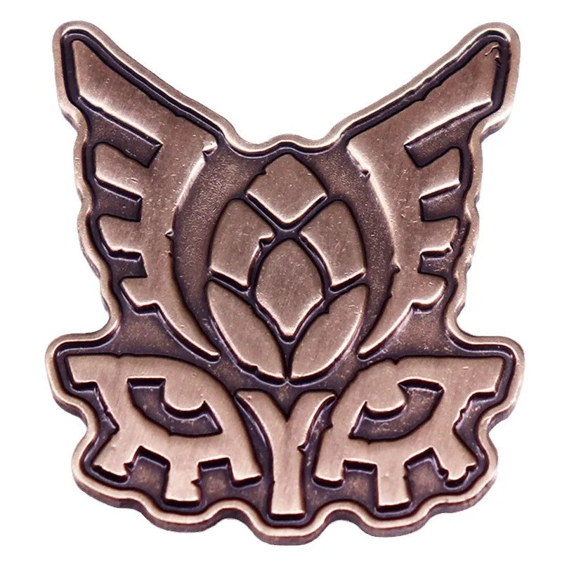 A set of retro 90s cartoon enamel pin brooches featuring stylized winged faces.