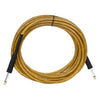 A coil of gold-colored professional instrument cable with black connectors.