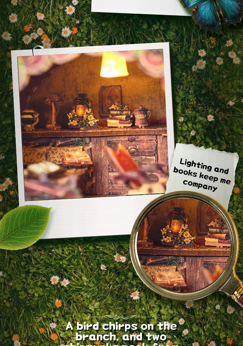 DIY Wooden Dollhouse Miniature Kit with LED Lights
