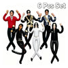 A set of six collectible plush dolls depicting Michael Jackson in various outfits and poses.
