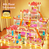 A large, multi-story miniature castle and villa playset with 14 rooms and various furniture and accessories.