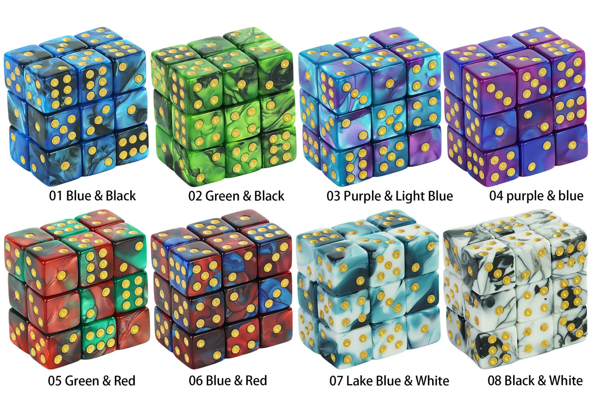 Classic Acrylic Dice Set – 12mm Six-Sided with Standard Dots
