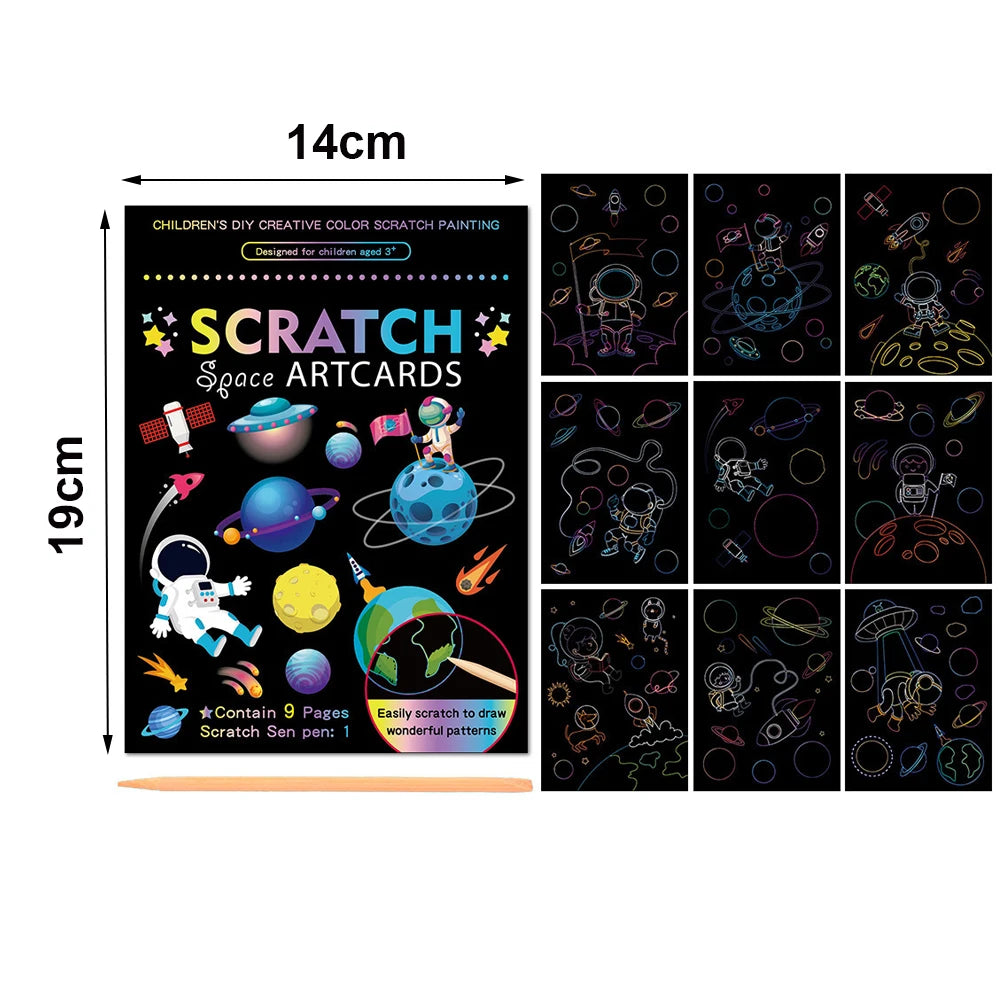 Rainbow Scratch Art Paper Set for Kids – DIY Graffiti & Drawing Activity Book