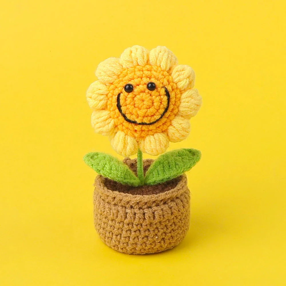 Handmade Crochet Sunflower in Pot