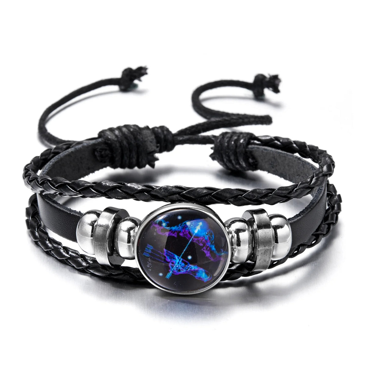 Zodiac Sign Luminous Leather Wrap Bracelet