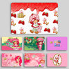 A set of four cute card stickers featuring strawberry and shortcake themes with various characters and designs.