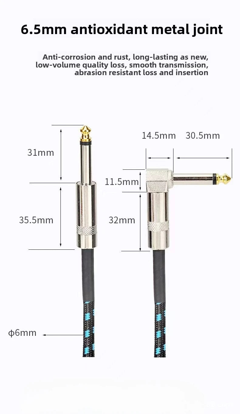 6.35mm Instrument Cable for Guitar & Bass – Flexible, Noise-Isolated 1.5m to 10m