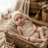 Hand-Knitted Newborn Romper and Hat Set for Photo Sessions
