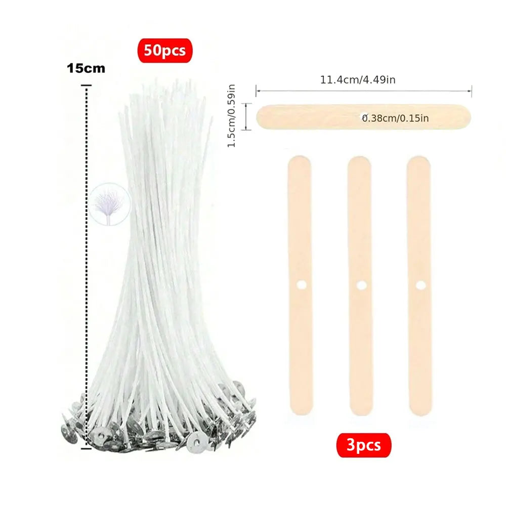 Cotton Candle Wicks Kit with Metal Stands (50-Piece)