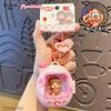 Retro Mini TV Keychain with Light-Up Surprise Doll