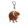 Acrylic keychain featuring a cartoon depiction of a brown rodent with a prominent ear and whiskers.