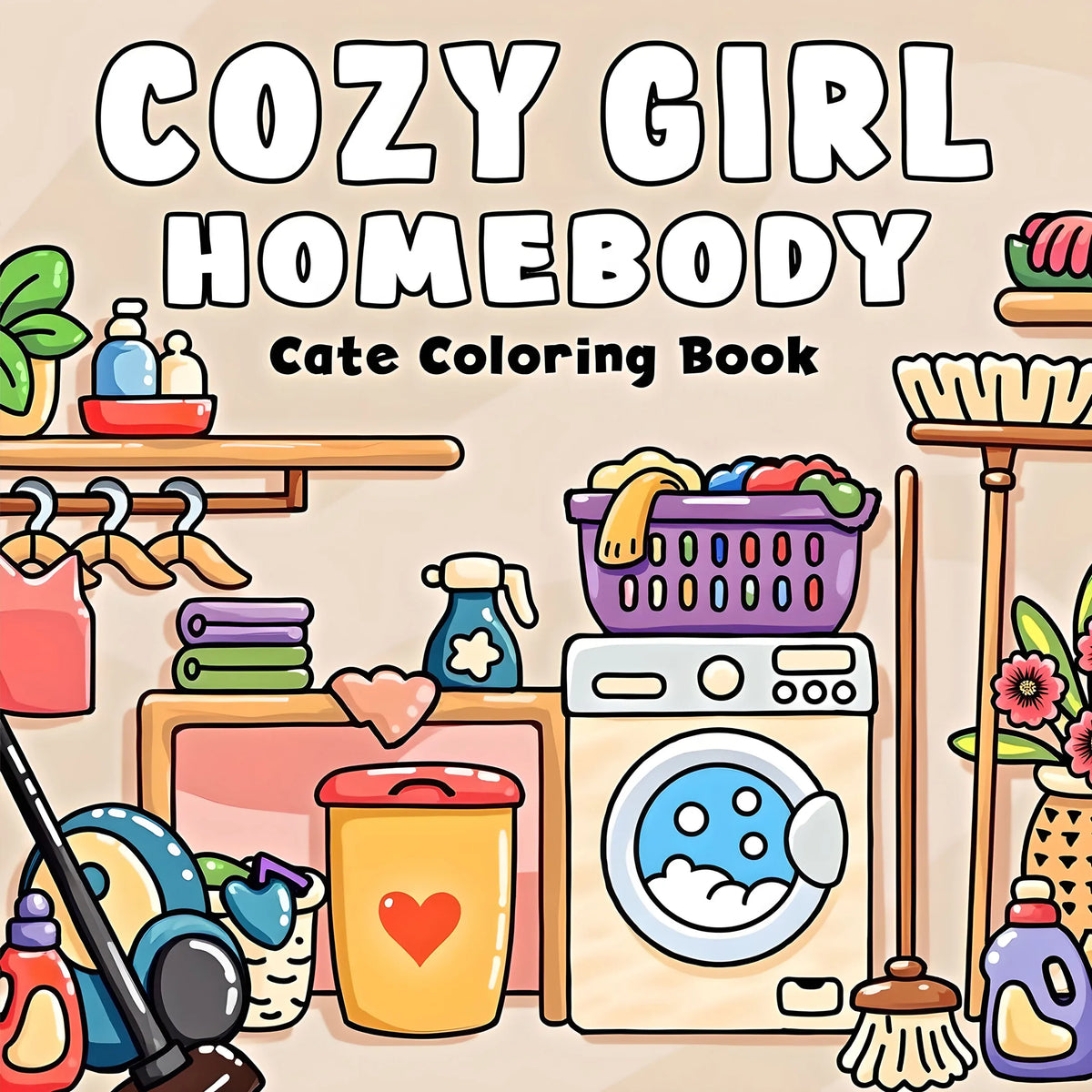 A coloring book featuring cute animal and floral designs for stress relief.