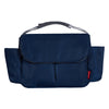 Navy blue fabric bottle and cup holder with a carrying loop