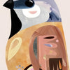 A painting in progress featuring a bird and animal canvas art style.