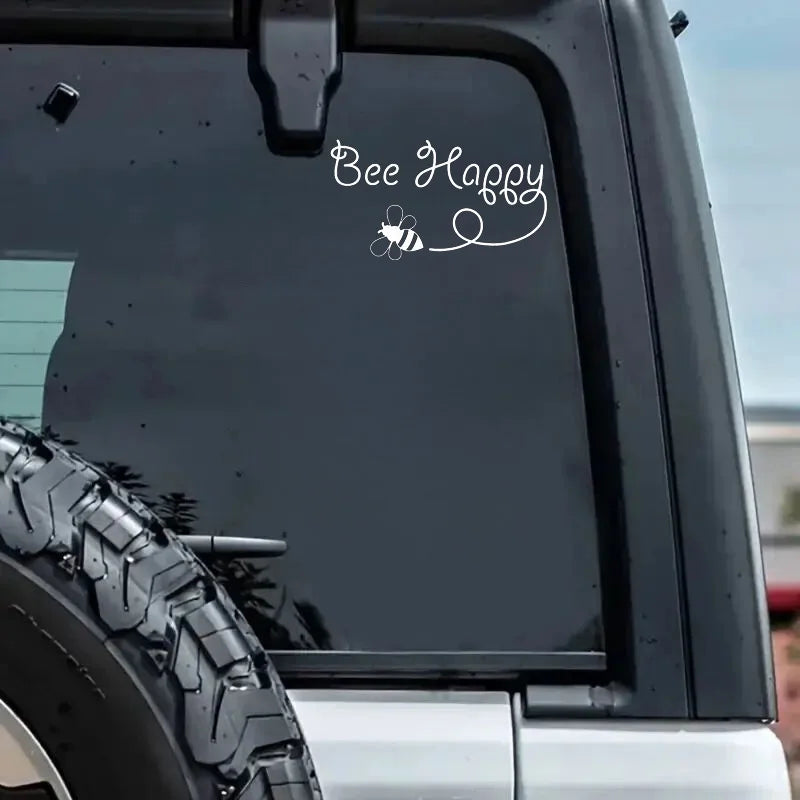 Bee Happy Vinyl Decal Sticker (2-Pack)