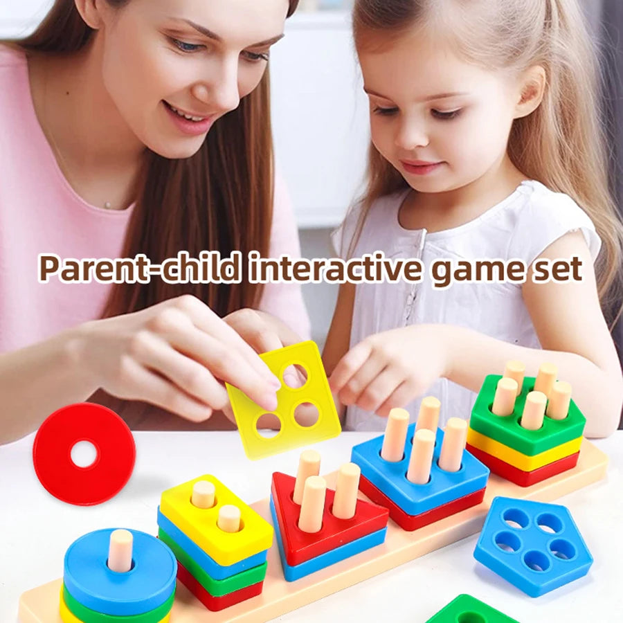 Geometric Shape Sorting Blocks Set for Toddlers
