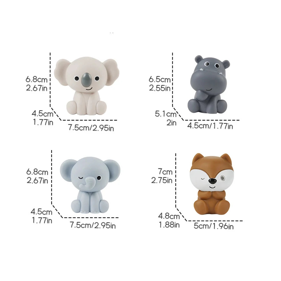 Silicone Animal Bath Toy Set with Floating Boats