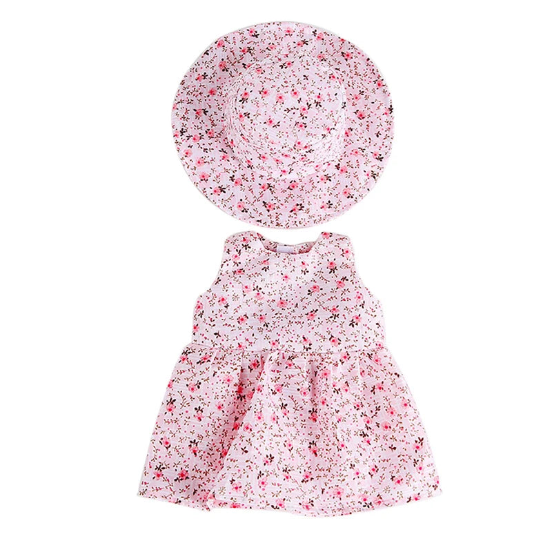 Floral Dress and Sun Hat Set for 16-18 Inch Dolls