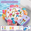 Purple-hook version of a magnetic rotating fishing game plate with various fish figures and hooks