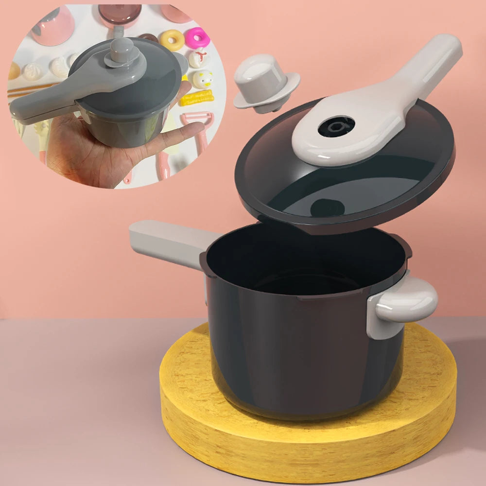 Kids Pretend Play Kitchen Set with Pots and Play Food